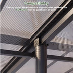 Pergola with Adjustable Support Post & Aluminum Frame, 8‘x10', Black in Black, alternate view 6