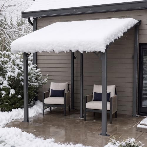 Pergola with Adjustable Support Post & Aluminum Frame, 8‘x10', Black in Black, alternate view 7