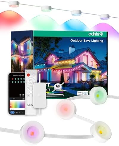 Permanent Outdoor Halloween Lights, 60ft RGBW LED Stripe Lights in White