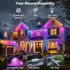 Permanent Outdoor Lights 100FT, 16 Million Colors Smart LED Christmas Lights with App Control, IP67 Waterproof, alternate