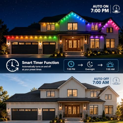 Permanent Outdoor Lights,200FT Smart RGB+IC Eave Lights for House Decor, alternate view 6