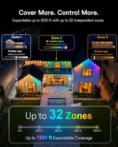 Permanent Outdoor Lights 3, WLED Integrated, RGBAICW 120 LEDs, 200ft, alternate view 3
