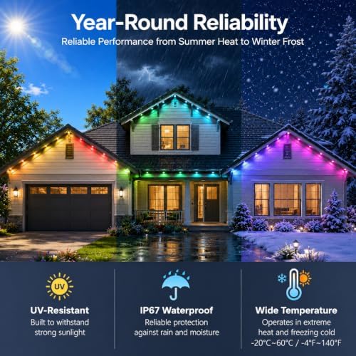 Permanent Outdoor Lights,400FT Smart RGB+IC Eave Lights for House Decor, alternate view 5
