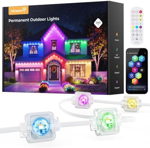 Permanent Outdoor Lights for House, 150ft RGBW 100+ Modes Christmas Lights