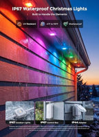 Permanent Outdoor Lights for House, 150ft RGBW 100+ Modes Christmas Lights, alternate view 3