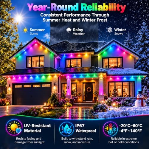 Permanent Outdoor Lights for House,200FT RGB+IC Eave Lights with Smart App, alternate view 6