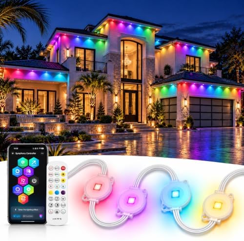 Permanent Outdoor Lights for House, 50FT RGB+IC Eave Lights with Smart App