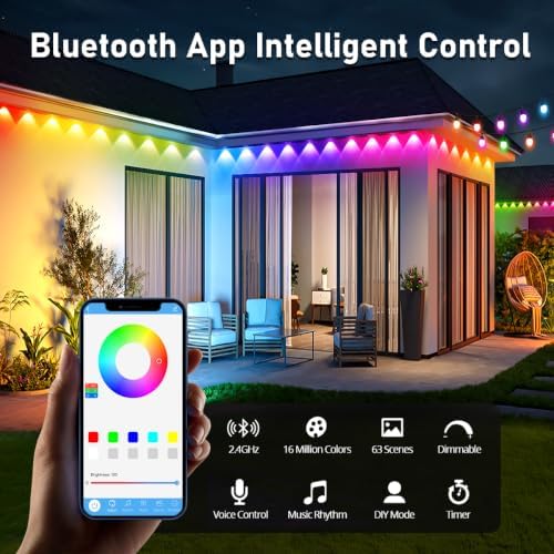 Permanent Outdoor Lights for House,50ft RGB Smart Outdoor Decor, 50 Scene Modes, App/Remote Control, for, alternate view 4