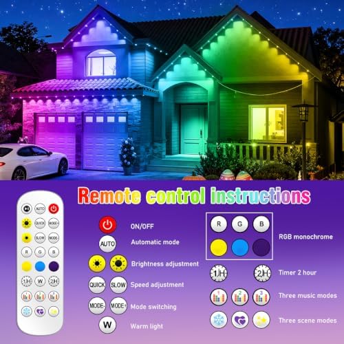 Permanent Outdoor Lights for House,50ft RGB Smart Outdoor Decor, 50 Scene Modes, App/Remote Control, for, alternate view 6