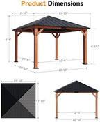 Permanent Wood Gazebo 12x12 with Galvanized Steel Roof, alternate view 2
