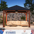 Permanent Wood Gazebo 12x12 with Galvanized Steel Roof, alternate view 3