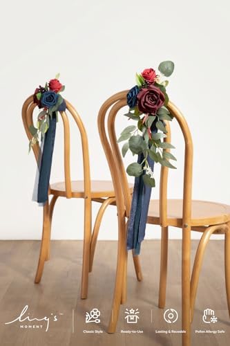 Pew Decorations for Fall Weddings Burgundy Navy Aisle Flowers in Blu-burgundy & Navy, alternate view 2