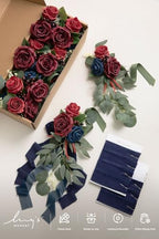 Pew Decorations for Fall Weddings Burgundy Navy Aisle Flowers in Blu-burgundy & Navy, alternate view 6