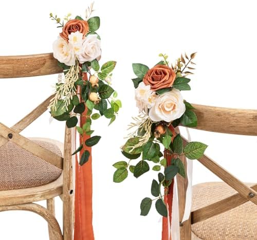 Pew Decorations for Fall Weddings, Terracotta Aisle Flowers in Or- Sunset Terracotta