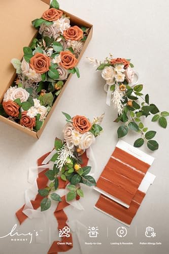 Pew Decorations for Fall Weddings, Terracotta Aisle Flowers in Or- Sunset Terracotta, alternate view 6