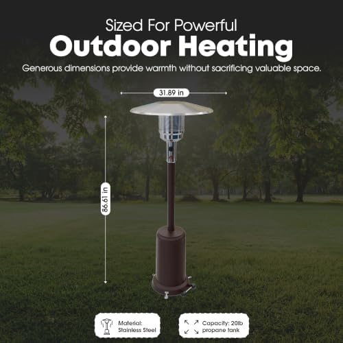 PH-8000A 50,000 BTU Outdoor Propane Heater for Patio with Wheels, alternate view 3