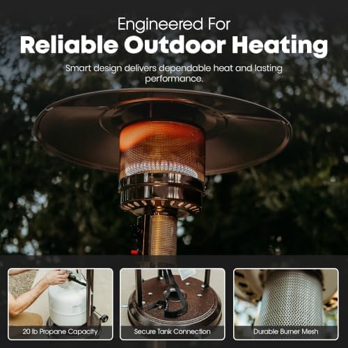 PH-8000A 50,000 BTU Outdoor Propane Heater for Patio with Wheels, alternate view 6