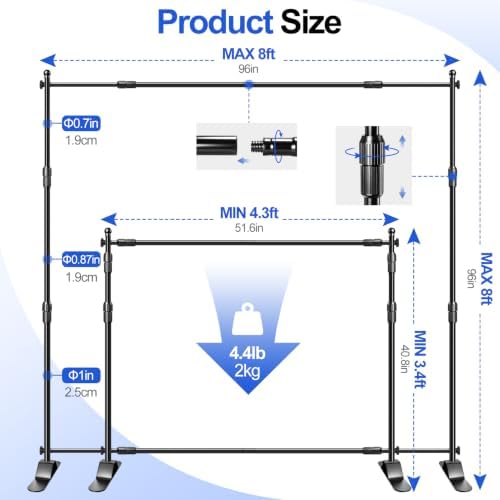 Photo Backdrop Banner Stand, 8x8ft Adjustable Step and Repeat Stand in 8x8ft, alternate view 2