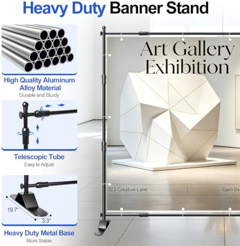 Photo Backdrop Banner Stand, 8x8ft Adjustable Step and Repeat Stand in 8x8ft, alternate view 3