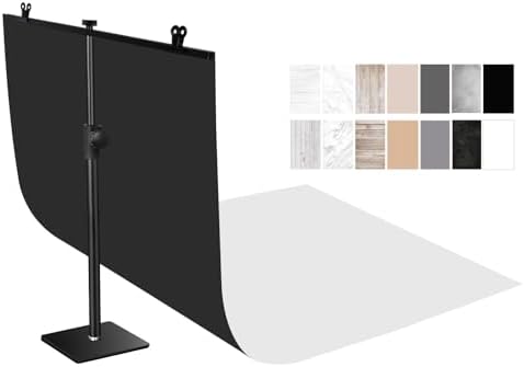 Photo Backdrop Kit, Double-Sided Paper Background with Stand, 22x34 Inch, 14 Colors, for Product Food
