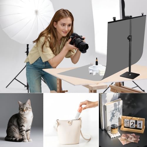 Photo Backdrop Kit, Double-Sided Paper Background with Stand, 22x34 Inch, 14 Colors, for Product Food, alternate view 2