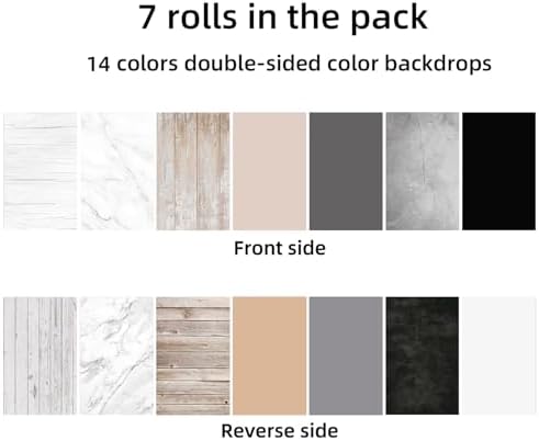 Photo Backdrop Kit, Double-Sided Paper Background with Stand, 22x34 Inch, 14 Colors, for Product Food, alternate view 4