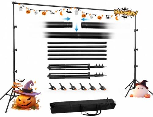 Photo Backdrop Stand 10x12.3ft, Portable Background Stand for Party in 10 X 12.3 ft in Black