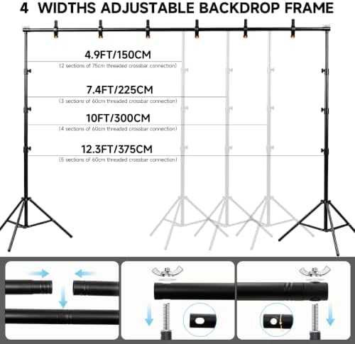 Photo Backdrop Stand 10x12.3ft, Portable Background Stand for Party in 10 X 12.3 ft in Black, alternate view 5