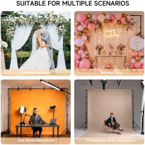 Photo Backdrop Stand 10x12.3ft, Portable Background Stand for Party in 10 X 12.3 ft in Black, alternate view 7