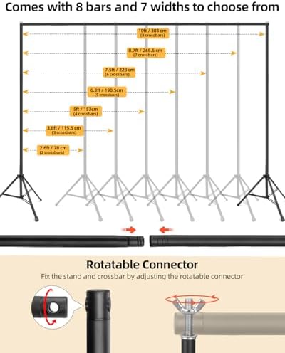 Photo Backdrop Stand, 10x7ft, Secure Straight Thread Connection in 10x7ft, alternate view 2