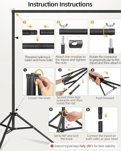 Photo Backdrop Stand, 10x7ft, Secure Straight Thread Connection in 10x7ft, alternate view 6