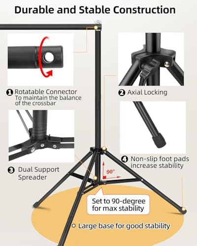 Photo Backdrop Stand, 10x7ft, Secure Straight Thread Connection in 10x7ft, alternate view 7