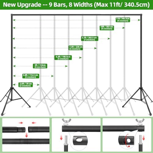 Photo Backdrop Stand 11x10ft, Heavy Duty Background Frame Kit in 11x10ft, alternate view 3