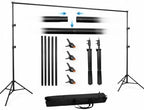 Photo Backdrop Stand 6.5x10ft, Portable Background Stand for Party in 6.5 X 10 ft in Black
