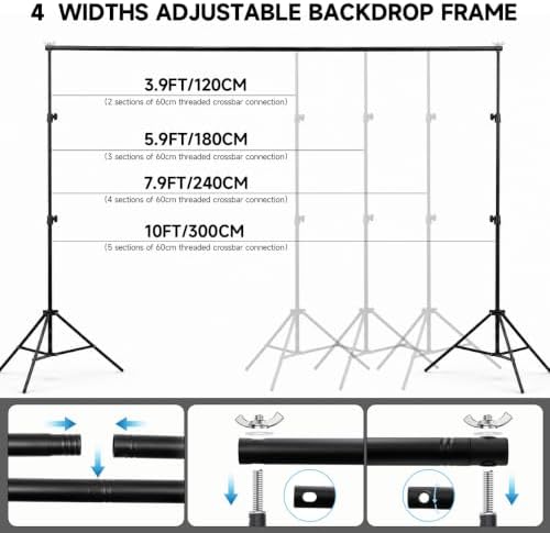 Photo Backdrop Stand 6.5x10ft, Portable Background Stand for Party in 6.5 X 10 ft in Black, alternate view 3