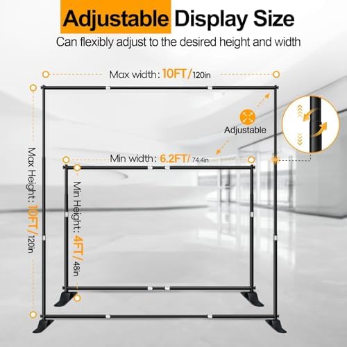 Photo Backdrop Stand Heavy Duty 10x10ft Adjustable Banner Stand in 10x10ft in Black, alternate view 2