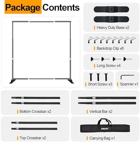Photo Backdrop Stand Heavy Duty 10x10ft Adjustable Banner Stand in 10x10ft in Black, alternate view 7