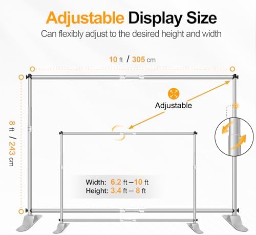 Photo Backdrop Stand Heavy Duty 10x8ft Adjustable Banner Stand in 10x8ft in Silver, alternate view 3