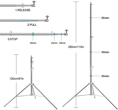 Photo Video Studio Backdrop Stand, 9.19ft Stainless Steel Backdrop Support System Background Stand with Carry, alternate view