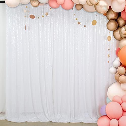Photobooth Background Best Choice-7FTx7FT-White-Sequin Photography Backdrop Curtains for Wedding in 7FTx7FT in