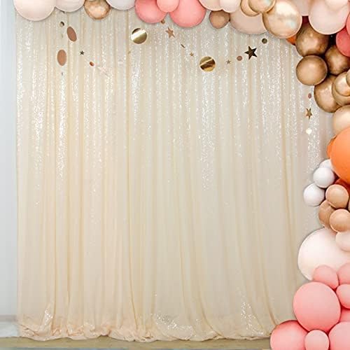 PHOTOBOOTH Background Choice-7FTx7FT-Ivory-Sequin Photography Backdrop Curtains for Wedding in 7FTx7FT in Ivory