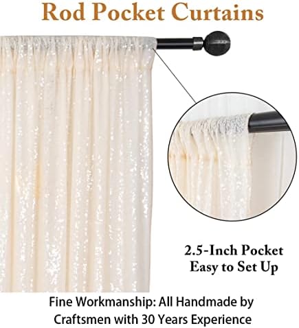 PHOTOBOOTH Background Choice-7FTx7FT-Ivory-Sequin Photography Backdrop Curtains for Wedding in 7FTx7FT in Ivory, alternate