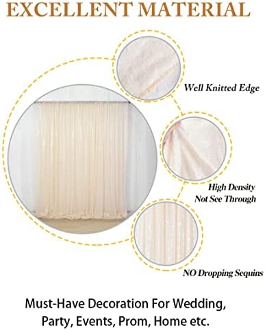 PHOTOBOOTH Background Choice-7FTx7FT-Ivory-Sequin Photography Backdrop Curtains for Wedding in 7FTx7FT in Ivory, alternate