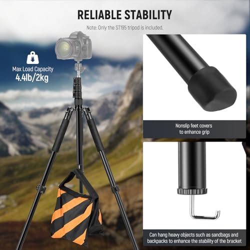 Photography Light Stand, 1.5-6.4ft/47-195cm Reversible Aluminum, alternate view 4