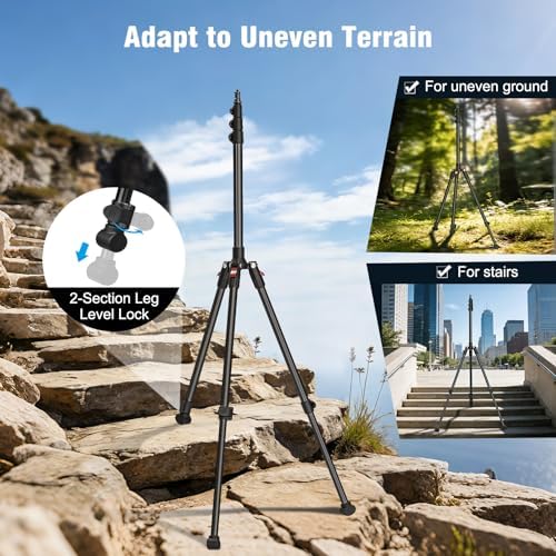 Photography Light Stand, 17.7 - 76.8" Adjustable Aluminum Tripod Light Stands with 1/4" Thread, Max Load 6.6lb, alternate