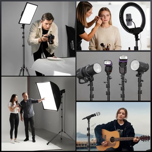 Photography Light Stand, 17.7 - 76.8" Adjustable Aluminum Tripod Light Stands with 1/4" Thread, Max Load 6.6lb, alternate