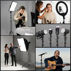 Photography Light Stand, 17.7 - 76.8" Adjustable Aluminum Tripod Light Stands with 1/4" Thread, Max Load 6.6lb, alternate