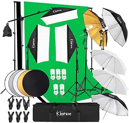 Photography Lighting Kit, 6.5x10feet/2x3m Backdrops Stand Support System, 5 in 1 reflectors, 1600w 5500k