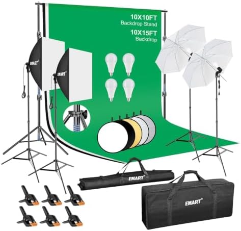 Photography Lighting Kit with 10x10Ft Heavy Duty Backdrop Stand Kits in 10x10Ft