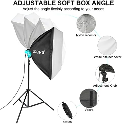 Photography Lighting kit with Backdrops, 8.5x10ft Backdrop Stands, UL Certified 5500K 800W Equivalent 25W LED, alternate view
